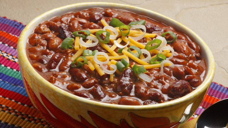 Chili with beans in a bowl