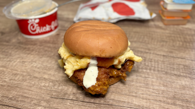 Chicken Mac and Cheese Sandwich on table