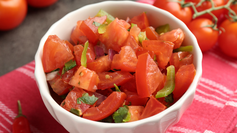 Pico de gallo in white ramekin