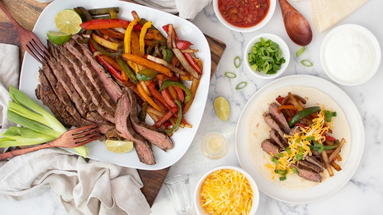 fajita meat and vegetables