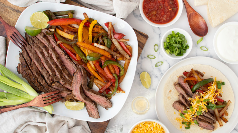 fajita meat and vegetables