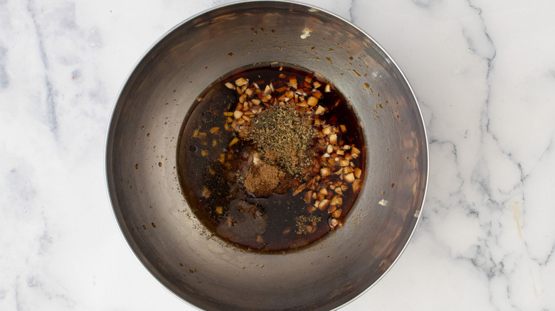 seasonings and liquid in bowl