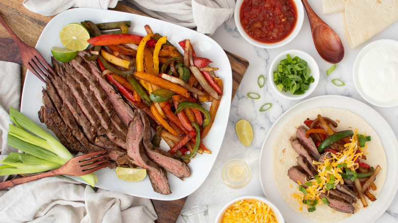 fajita meat and vegetables