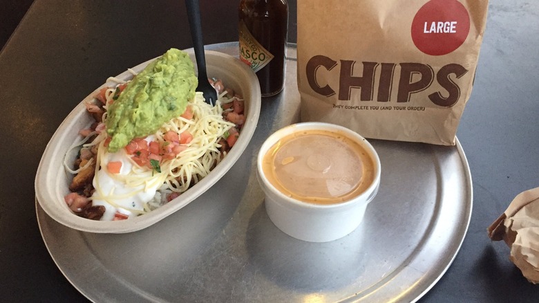 Chipotle meal with queso