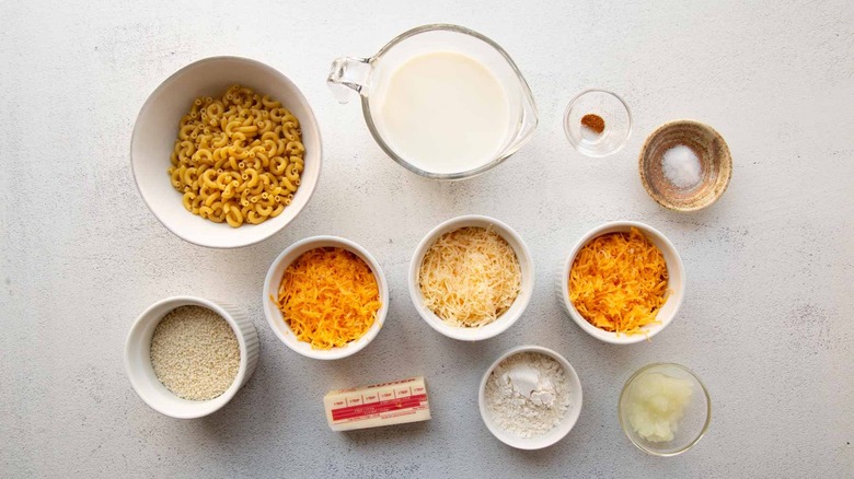 Ingredients for mac and cheese