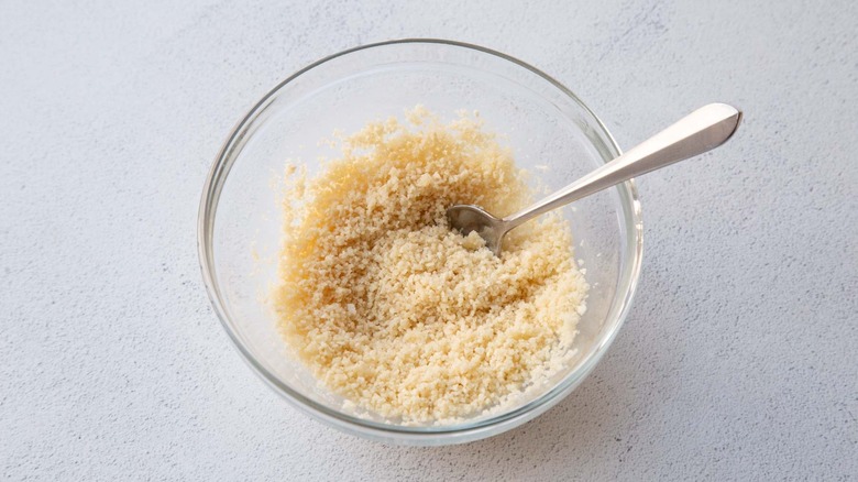 Breadcrumbs and spoon in bowl