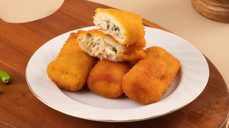 Chicken croquettes on a plate