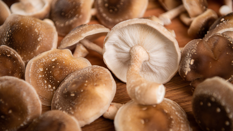 mushrooms on a board