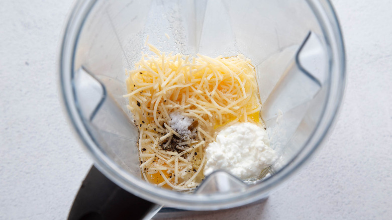 eggs and cheese in a blender