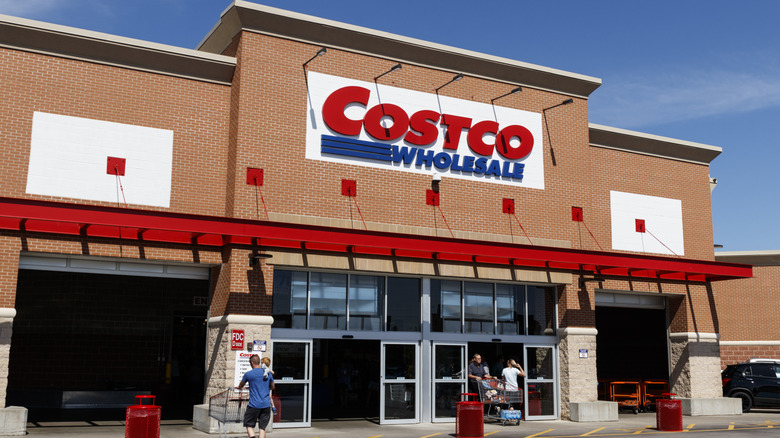 Shoppers in front of Costco store