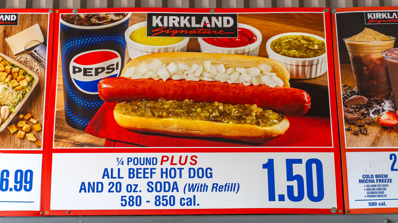 Costco menu close-up of hot dog and price listing