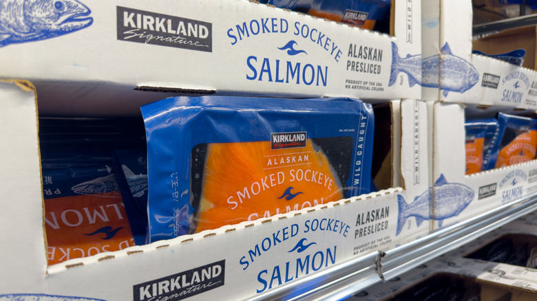 Smoked salmon the shelf of Costco