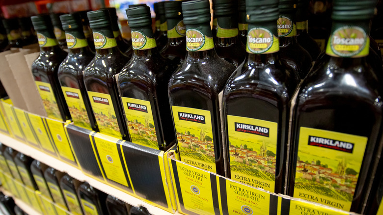 Bottles of Kirkland olive oil