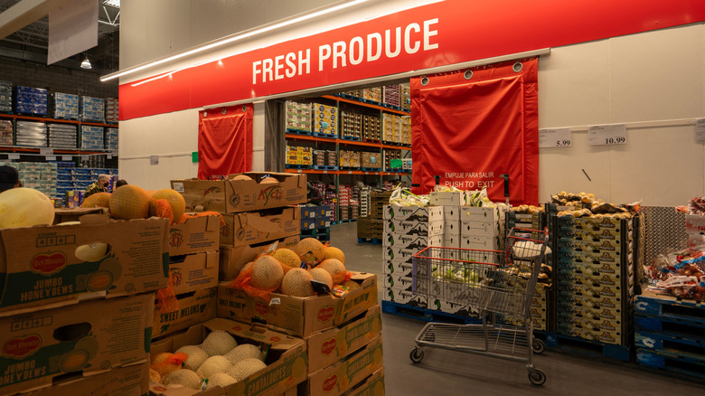 Fresh produce fridge at a Costco warehouse