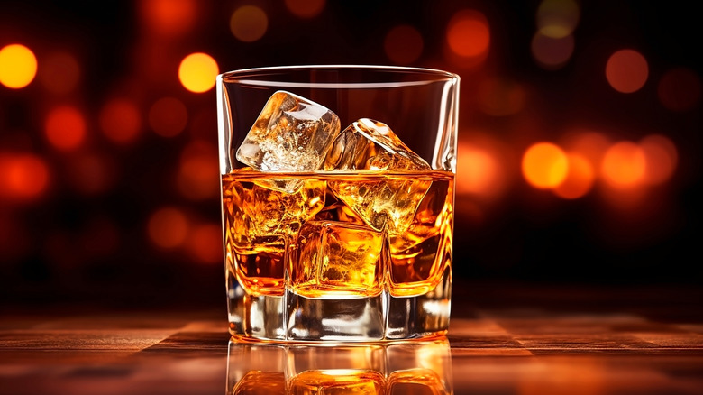 Glass of whisky on the rocks