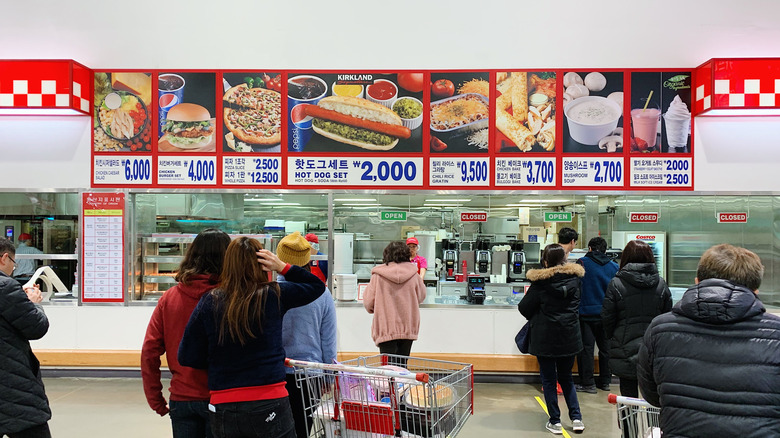 Exterior of a Costco food court with signage in South Korea