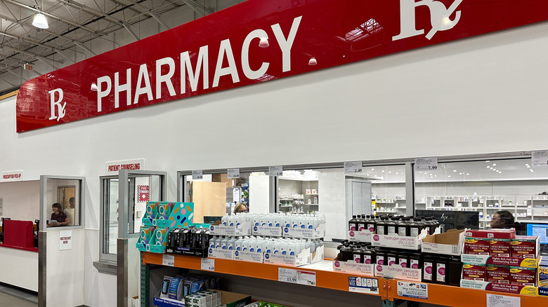 Costco pharmacy exterior and goods