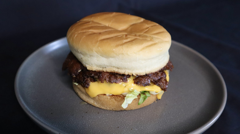 Culver's double cheeseburger on plate