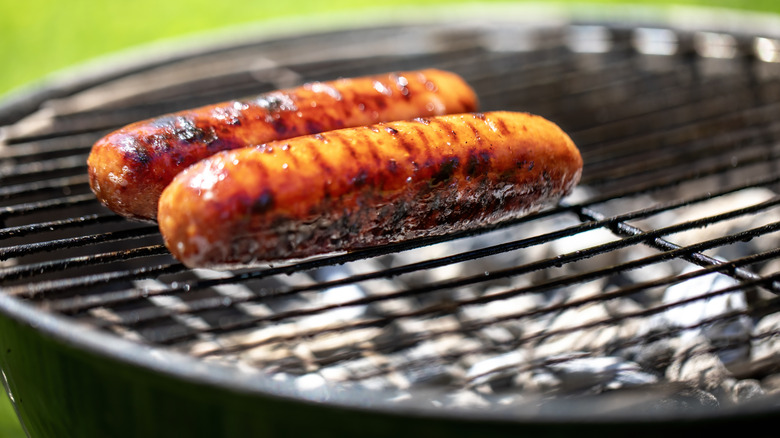 Hot dogs on a grill