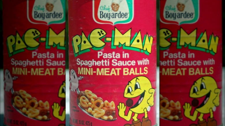 pac-man chef boyardee cans