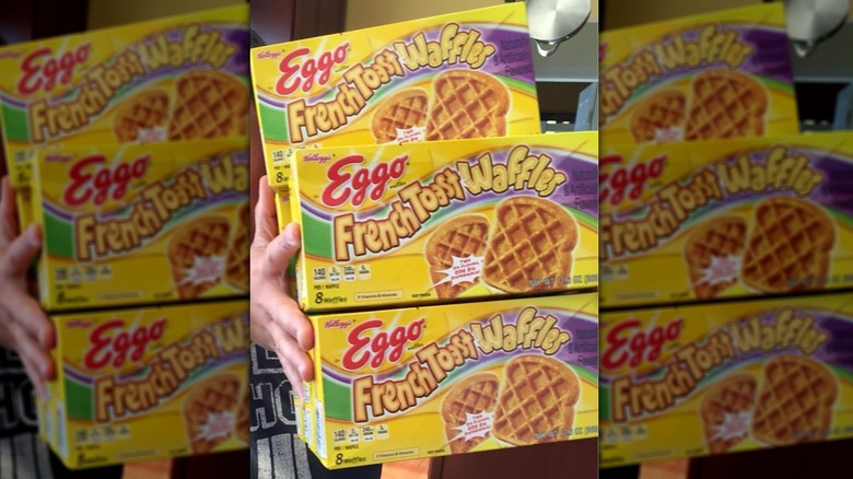 Three boxes of Eggo French Toast Waffles