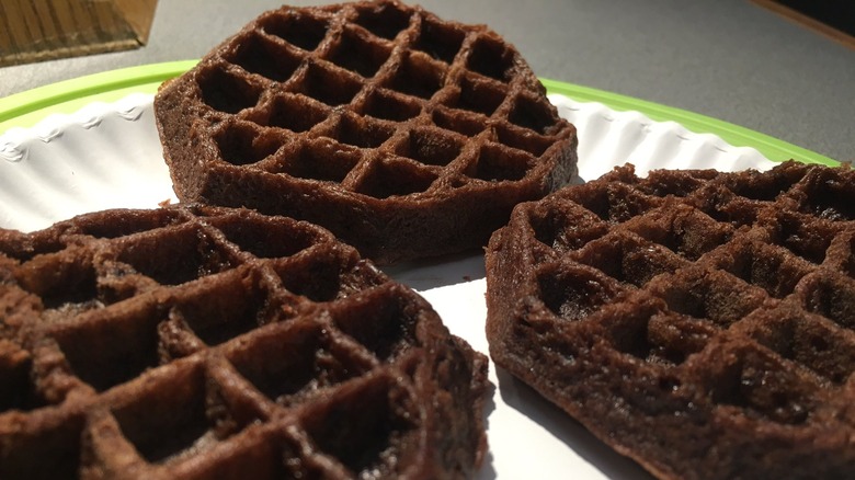 Three Eggo Thick & Fluffy Double Chocolatey Waffles