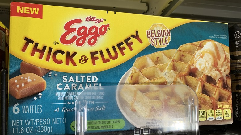 Box of Eggo Thick & Fluffy Salted Caramel Waffles