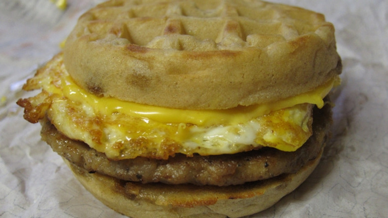 breakfast waffle sandwich