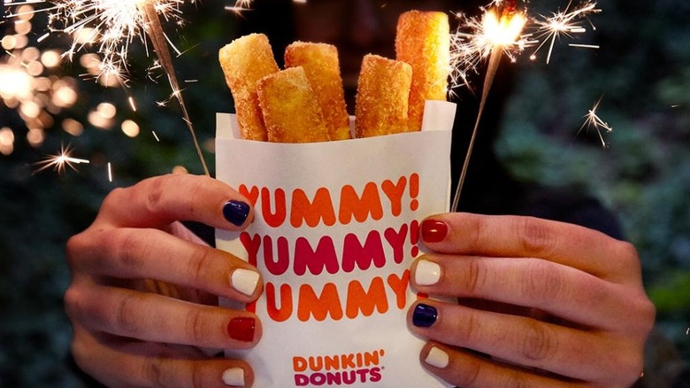 donut fries in bag with sparklers