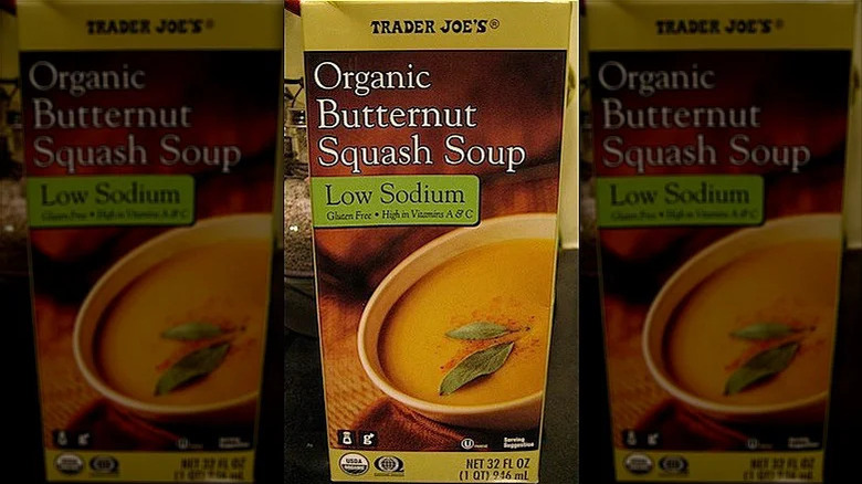 Carton of Trader Joe's butternut squash soup