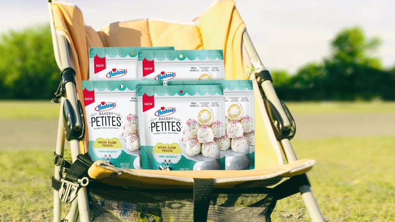 Bags of Bakery Petites on a chair