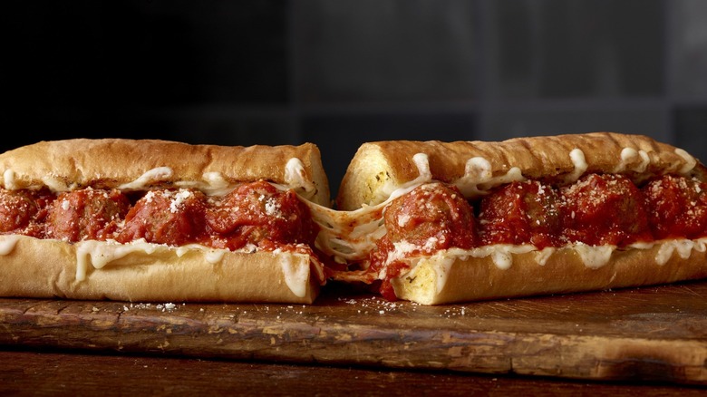 meatballs on Cheesy Garlic Bread