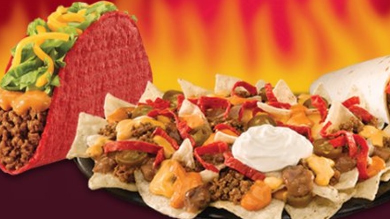 Volcano Taco and nachos from Taco Bell