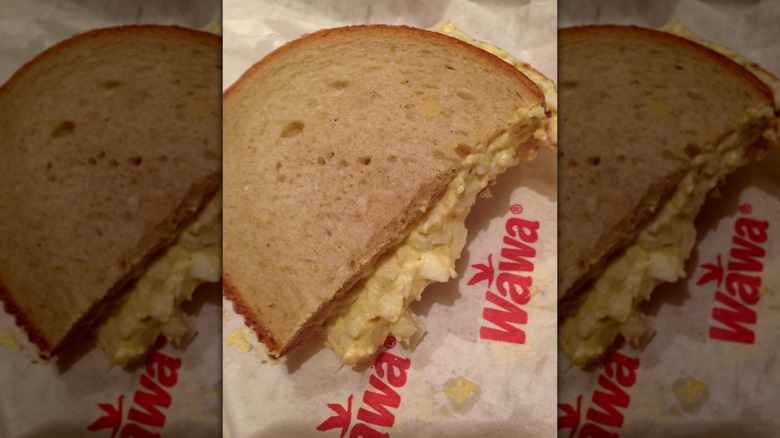 Egg salad sandwich on Wawa wrapper