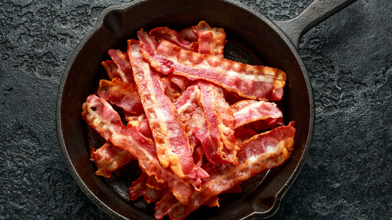 cooking bacon in skillet