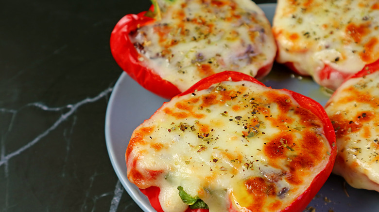 stuffed peppers served on a plate