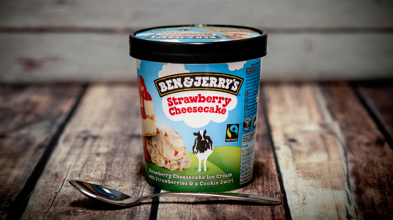 Pint of Ben & Jerry's strawberry cheesecake