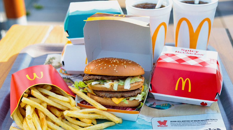 McDonald's food and beverages are arranged on a tray