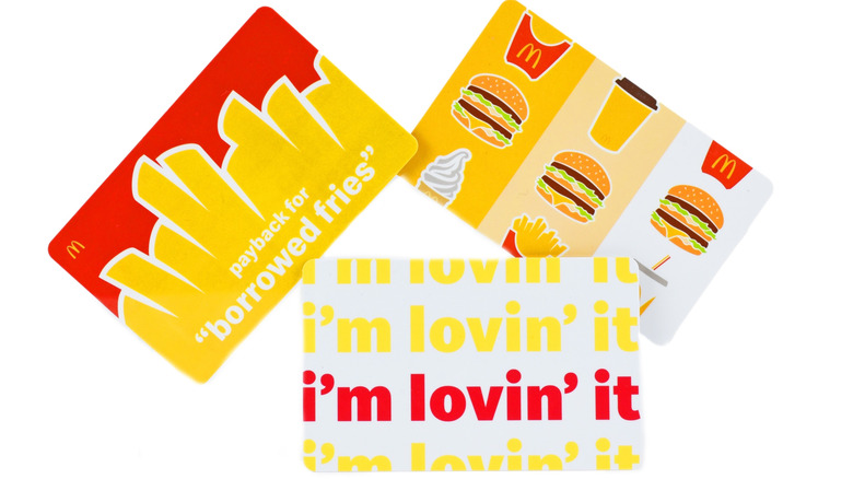 A McDonald's arch gift card