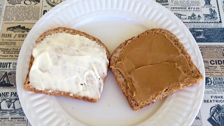 Peanut butter and mayo on bread