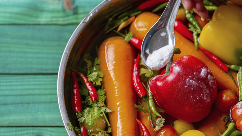 soaking produce in baking soda