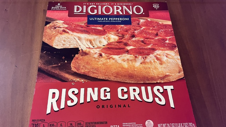 Box of DiGiorno Rising Crust Pepperoni Pizza