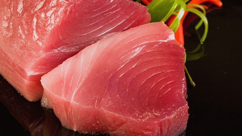 sliced raw tuna red