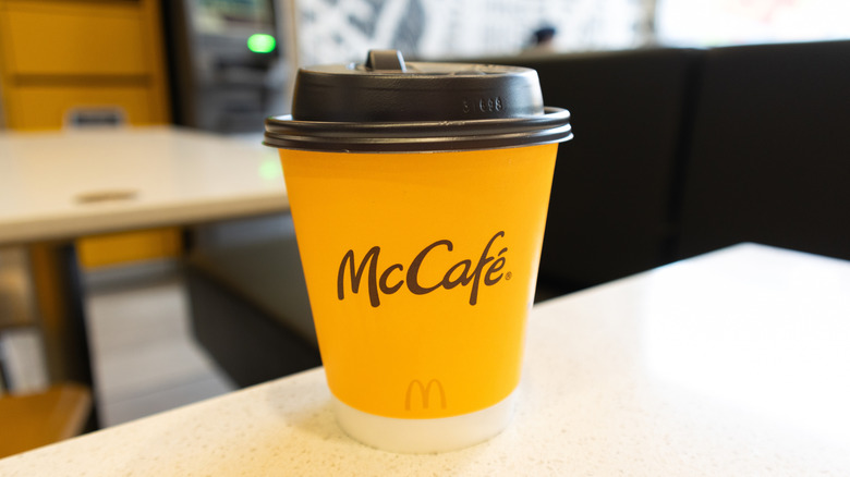 a small McCafe branded McDonald's coffee inside a McDonald's location