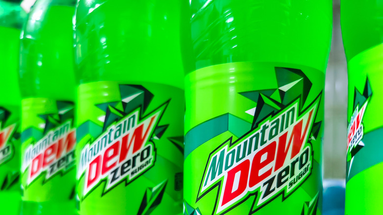 Mountain Dew bottles on white background