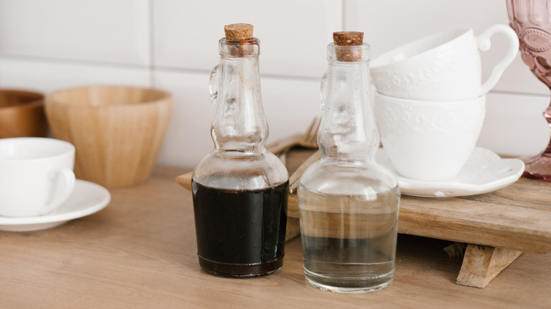 red wine vinegar in a corked bottle