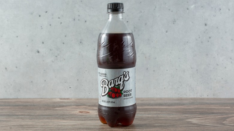 A plastic bottle of Barq's Root Beer