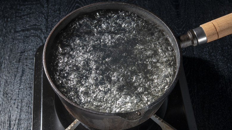 Boiling water in pot