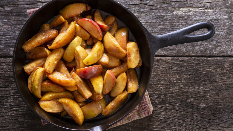 A Skillet of fried apples