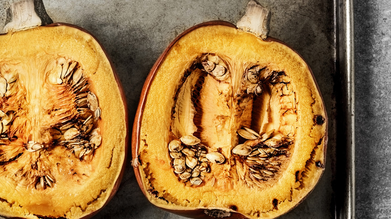 roasted pumpkin halves